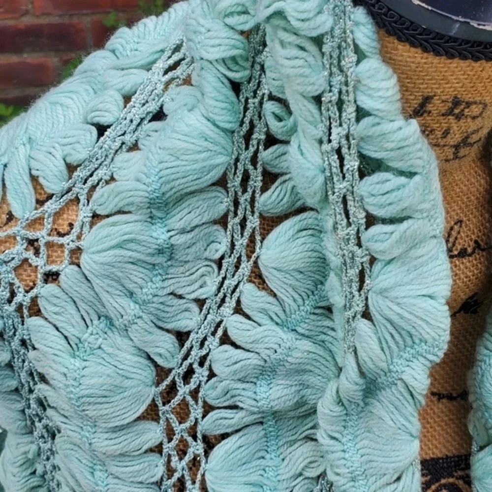 Handmade Aqua green crochet‎ infinity scarf